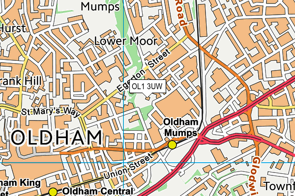 OL1 3UW map - OS VectorMap District (Ordnance Survey)
