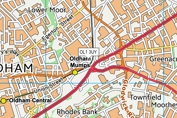 OL1 3UY map - OS VectorMap District (Ordnance Survey)
