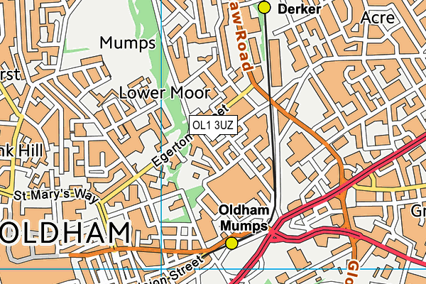 OL1 3UZ map - OS VectorMap District (Ordnance Survey)