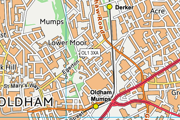 OL1 3XA map - OS VectorMap District (Ordnance Survey)