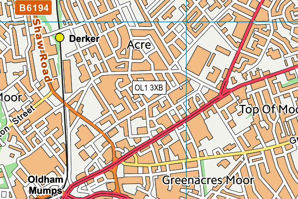 OL1 3XB map - OS VectorMap District (Ordnance Survey)