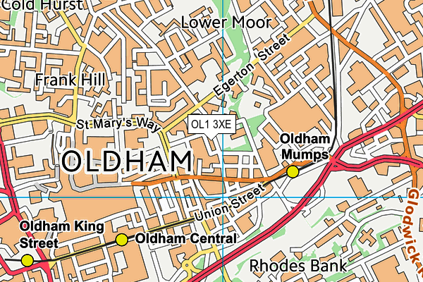 OL1 3XE map - OS VectorMap District (Ordnance Survey)