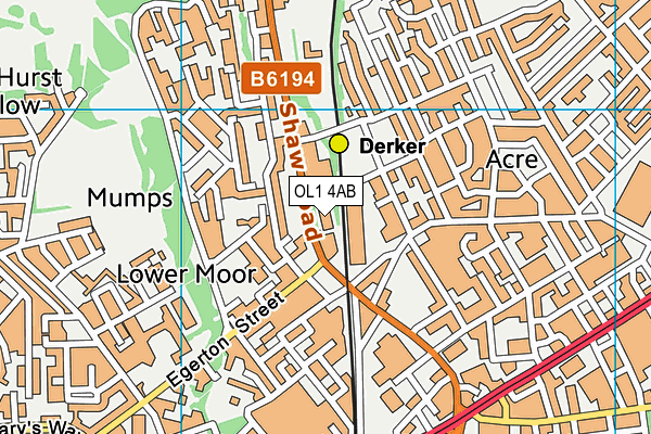 OL1 4AB map - OS VectorMap District (Ordnance Survey)