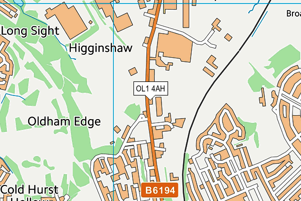 OL1 4AH map - OS VectorMap District (Ordnance Survey)