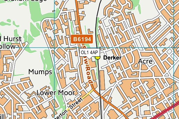 OL1 4AP map - OS VectorMap District (Ordnance Survey)