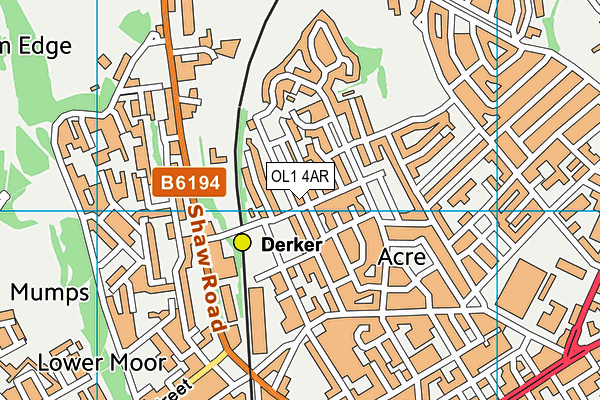 OL1 4AR map - OS VectorMap District (Ordnance Survey)