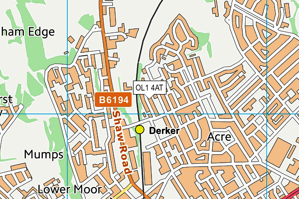 OL1 4AT map - OS VectorMap District (Ordnance Survey)