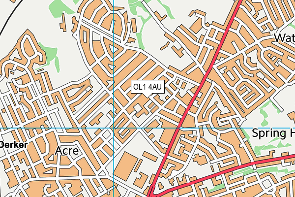 OL1 4AU map - OS VectorMap District (Ordnance Survey)