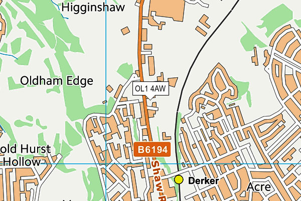 OL1 4AW map - OS VectorMap District (Ordnance Survey)