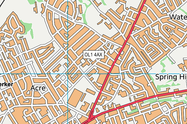 OL1 4AX map - OS VectorMap District (Ordnance Survey)