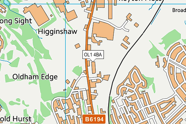 OL1 4BA map - OS VectorMap District (Ordnance Survey)