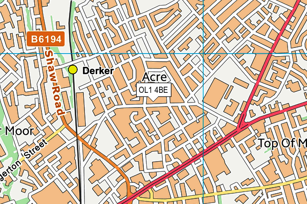 OL1 4BE map - OS VectorMap District (Ordnance Survey)