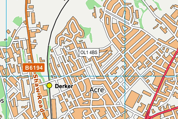 OL1 4BS map - OS VectorMap District (Ordnance Survey)