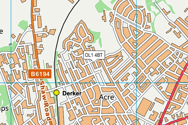 OL1 4BT map - OS VectorMap District (Ordnance Survey)