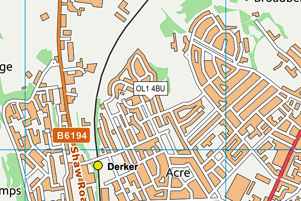 OL1 4BU map - OS VectorMap District (Ordnance Survey)