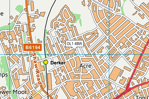 OL1 4BW map - OS VectorMap District (Ordnance Survey)