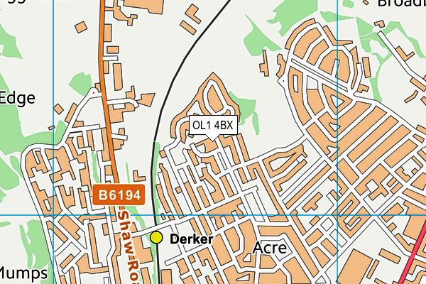 OL1 4BX map - OS VectorMap District (Ordnance Survey)
