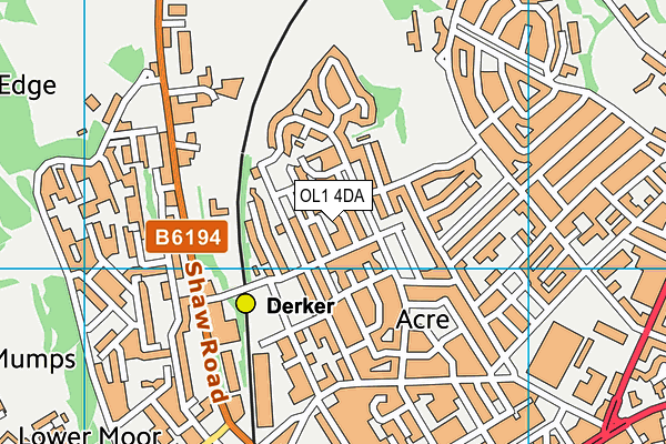 OL1 4DA map - OS VectorMap District (Ordnance Survey)