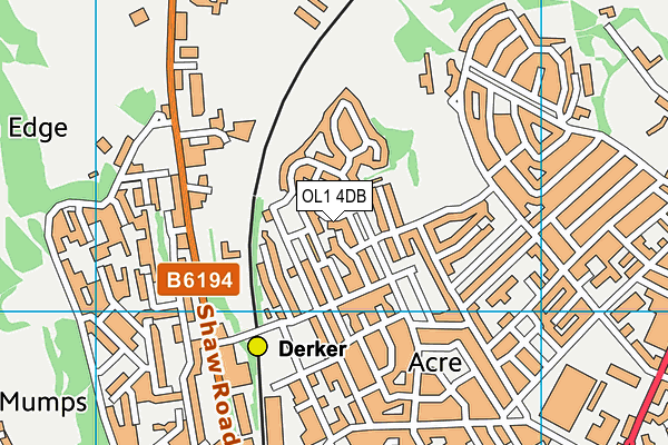 OL1 4DB map - OS VectorMap District (Ordnance Survey)