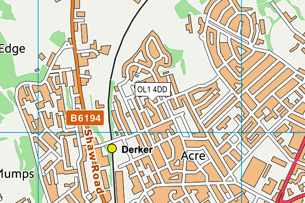 OL1 4DD map - OS VectorMap District (Ordnance Survey)