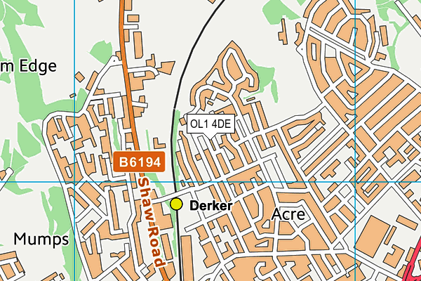 OL1 4DE map - OS VectorMap District (Ordnance Survey)