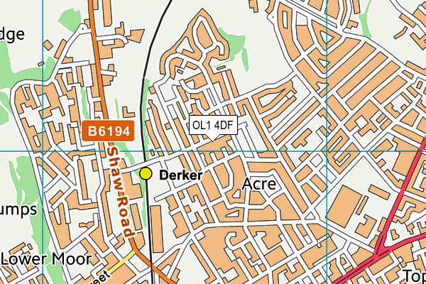 OL1 4DF map - OS VectorMap District (Ordnance Survey)