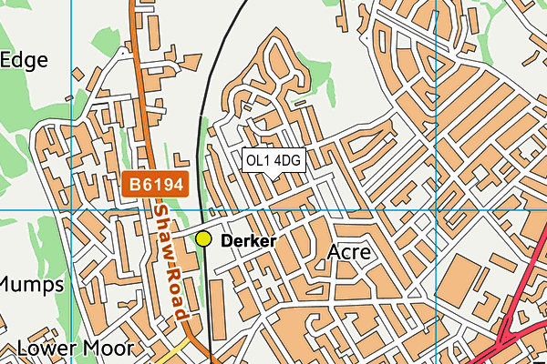 OL1 4DG map - OS VectorMap District (Ordnance Survey)