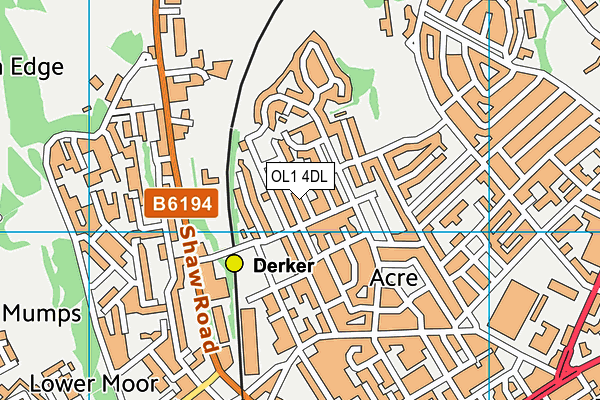 OL1 4DL map - OS VectorMap District (Ordnance Survey)
