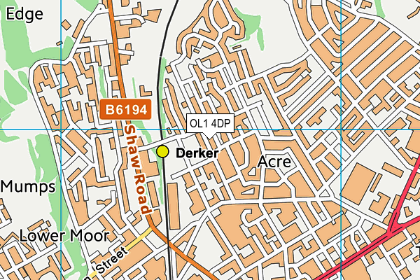 OL1 4DP map - OS VectorMap District (Ordnance Survey)