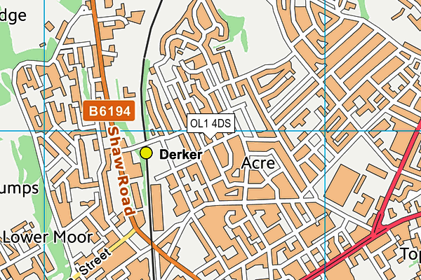 OL1 4DS map - OS VectorMap District (Ordnance Survey)