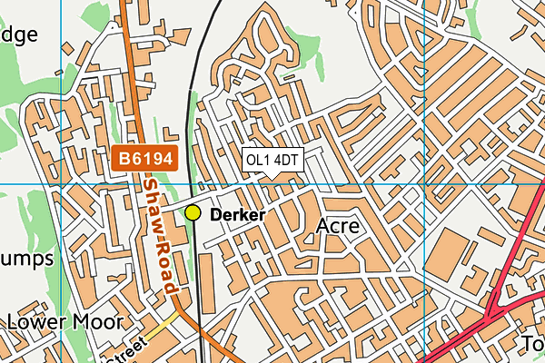 OL1 4DT map - OS VectorMap District (Ordnance Survey)