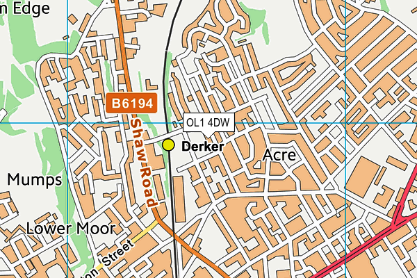 OL1 4DW map - OS VectorMap District (Ordnance Survey)