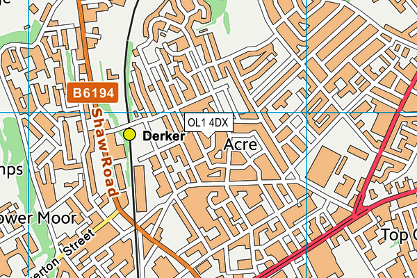 OL1 4DX map - OS VectorMap District (Ordnance Survey)