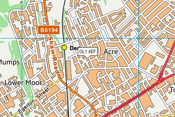 OL1 4EF map - OS VectorMap District (Ordnance Survey)