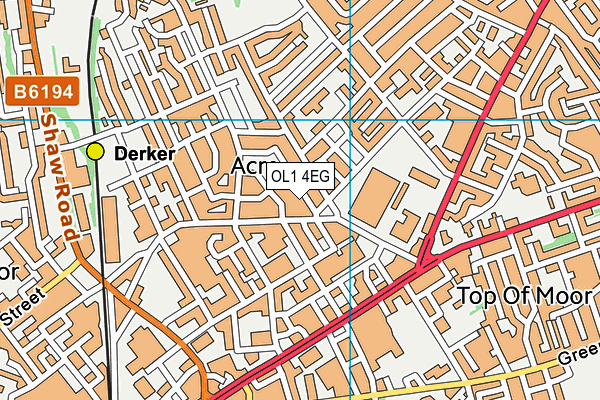 OL1 4EG map - OS VectorMap District (Ordnance Survey)