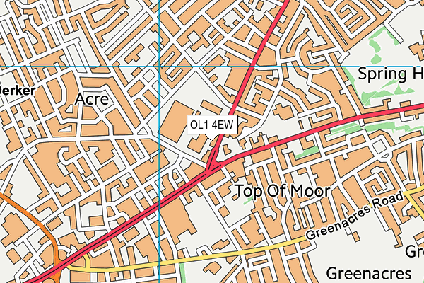 OL1 4EW map - OS VectorMap District (Ordnance Survey)