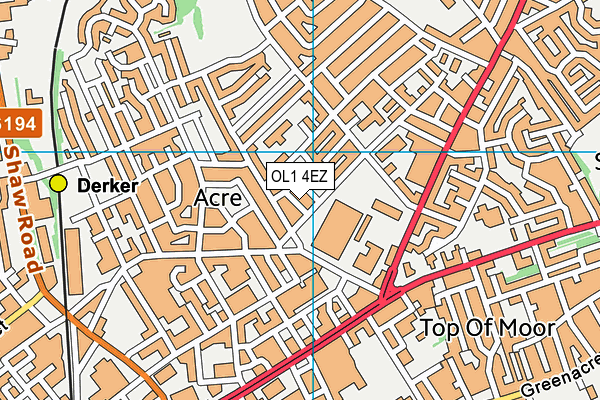 OL1 4EZ map - OS VectorMap District (Ordnance Survey)