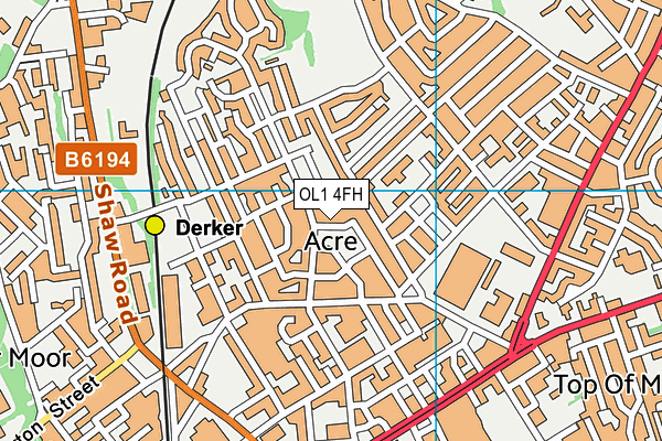 OL1 4FH map - OS VectorMap District (Ordnance Survey)
