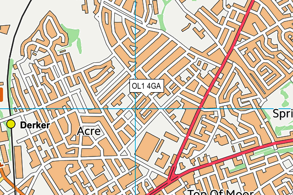OL1 4GA map - OS VectorMap District (Ordnance Survey)