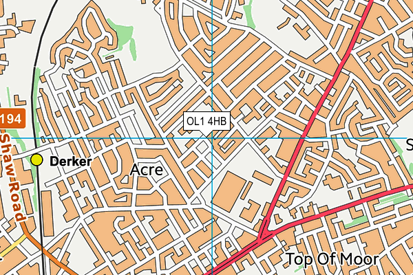 OL1 4HB map - OS VectorMap District (Ordnance Survey)