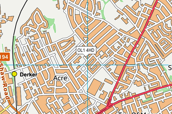 OL1 4HD map - OS VectorMap District (Ordnance Survey)