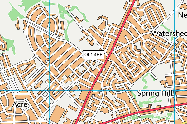 OL1 4HE map - OS VectorMap District (Ordnance Survey)