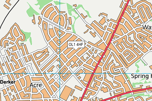 OL1 4HF map - OS VectorMap District (Ordnance Survey)