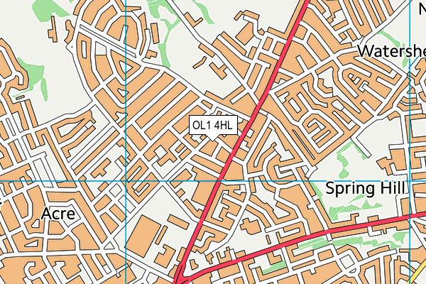 OL1 4HL map - OS VectorMap District (Ordnance Survey)