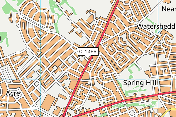OL1 4HR map - OS VectorMap District (Ordnance Survey)