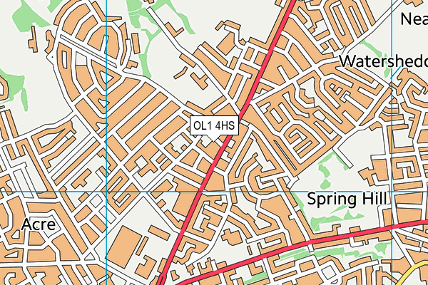 OL1 4HS map - OS VectorMap District (Ordnance Survey)