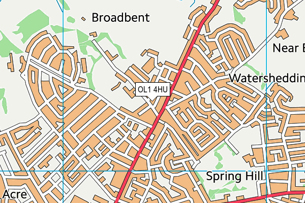 Woodlands Primary Academy map (OL1 4HU) - OS VectorMap District (Ordnance Survey)