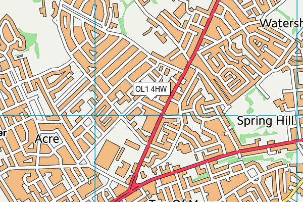 OL1 4HW map - OS VectorMap District (Ordnance Survey)