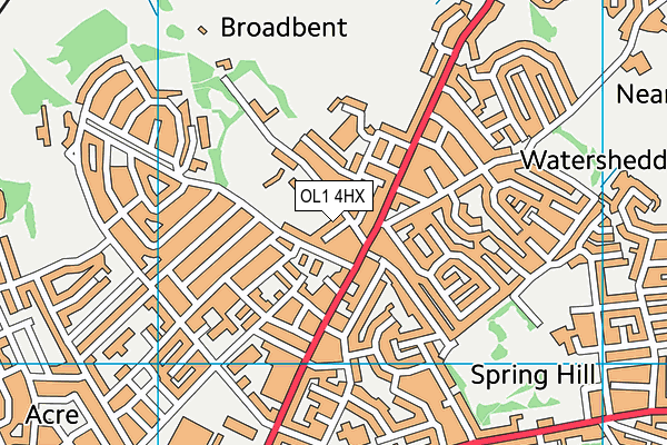 Kingsland School map (OL1 4HX) - OS VectorMap District (Ordnance Survey)
