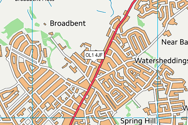OL1 4JF map - OS VectorMap District (Ordnance Survey)